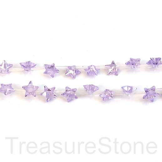 Bead, charm, Cubic Zirconia, light purple 8mm faceted star, 24