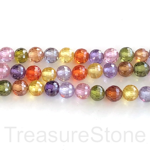 Bead, Cubic Zirconia, mixed, 8mm faceted round,7.8 inch, 25