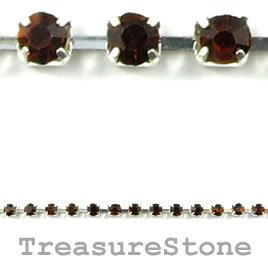 Cupchain,silver-colored,2.5mm brown rhinestone.1 meter/220 cups