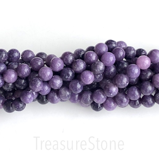 Bead, purple jasper, dark purple, 8mm round. 15-inch, 45pcs