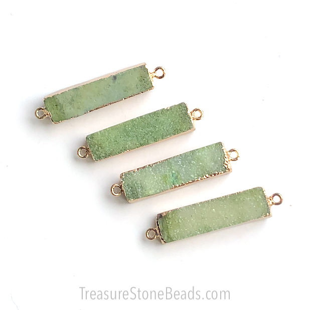 Connector, pendant, charm, druzy, green, gold link, 10x35mm,Ea