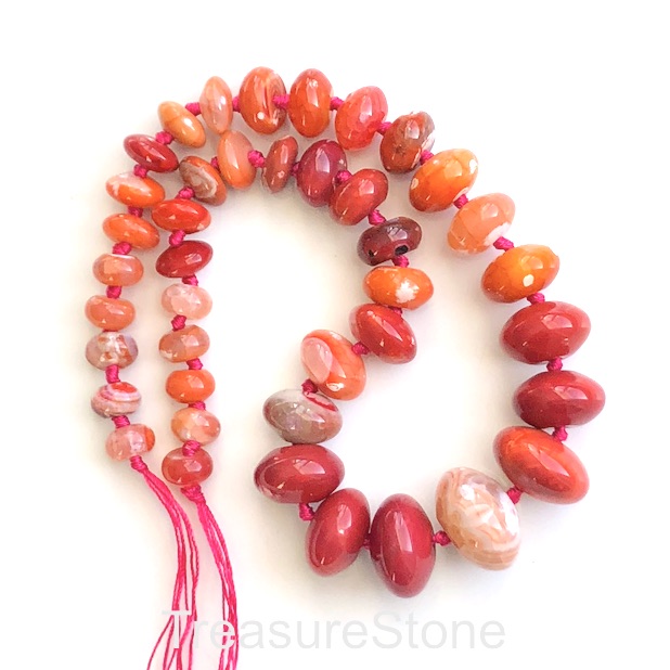 Bead, red agate,dyed,graduated rondelle. red, 10 to 22mm.40 pcs. - Click Image to Close