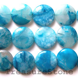 Bead, crazy lace agate (dyed), 20mm flat round. 14 inch.