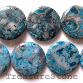 Bead, crazy lace agate (dyed), 30mm flat round. 15.5 inch. - Click Image to Close