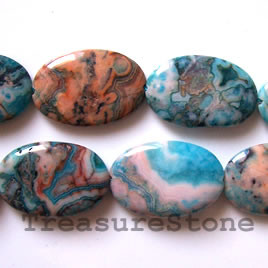 Bead, crazy lace agate (dyed), 18x26mm oval. 16 inch strand.