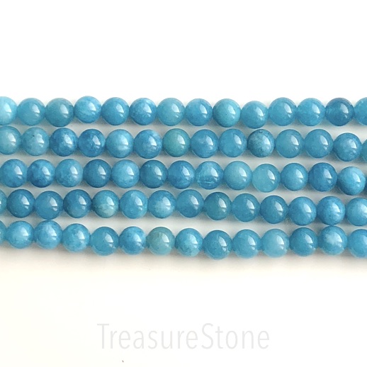 Bead, dyed jade, 2022 fall blue, 8mm round. 15-inch/ 46pcs