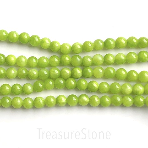 Bead, dyed jade, apple green 2, 8mm round. 15-inch/ 49pcs