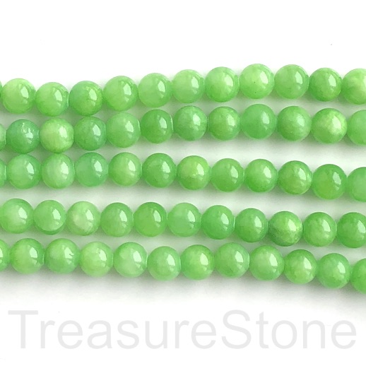 Bead, jade (dyed), bright apple green, 8mm, round. 15", 49 pcs - Click Image to Close