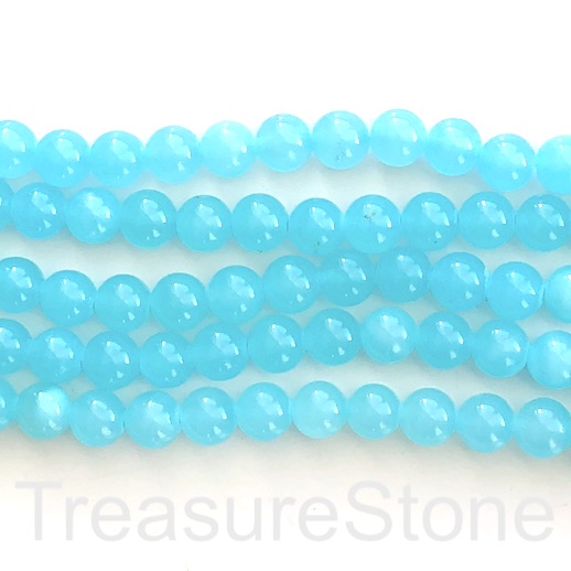 Bead, jade (dyed), bright blue, 8mm, round. 15", 49 pcs - Click Image to Close