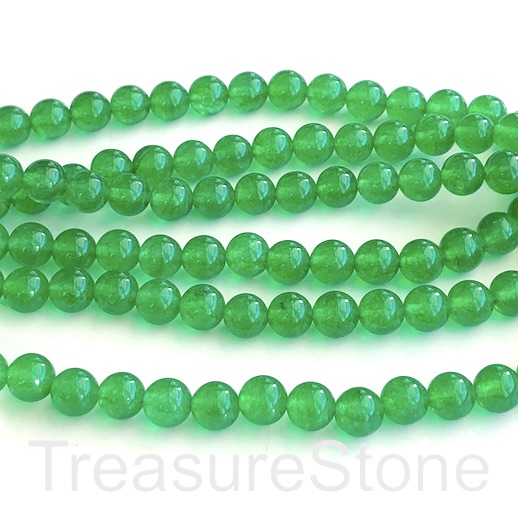 Bead, dyed jade, bright emerald, 8mm round. 15.5-inch/ 48pcs