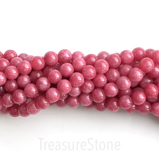 Bead, dyed jade, 2022 cranberry, 8mm round. 15-inch/ 48pcs