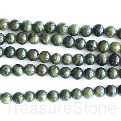 Bead, jade (dyed),dark green, 8mm, round. 15.5-inch, 50pcs