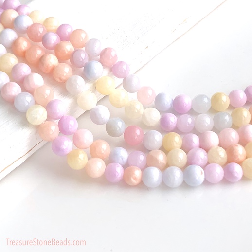 Bead, dyed jade, 2023 spring mix, 8mm round. 15-inch/ 48pcs - Click Image to Close