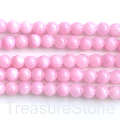 Bead, jade (dyed), light pink, 8mm, round. 16-inch, 50 pcs - Click Image to Close