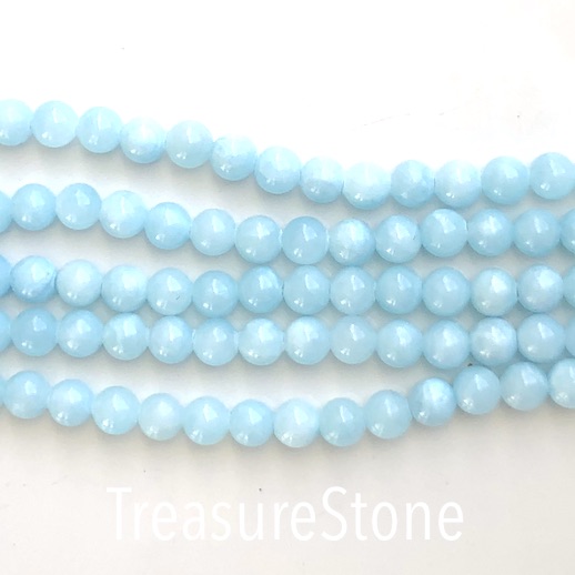 Bead, dyed jade, light blue, 8mm round. 15.5 inch, 49pcs. - Click Image to Close