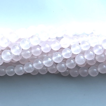 Bead, jade (dyed), light pink, 8mm, round. 16-inch, 51 pcs - Click Image to Close