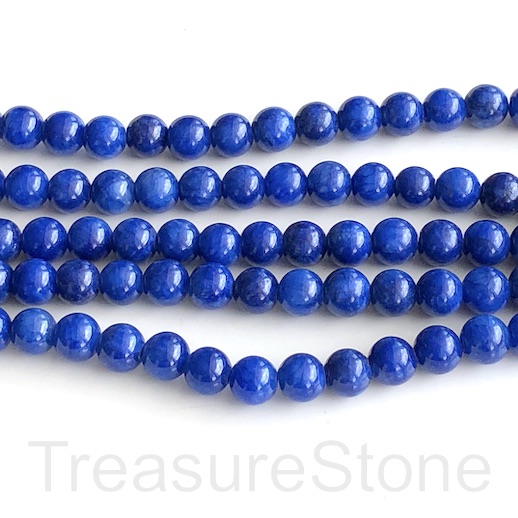 Bead, jade (dyed), mid blue, 8mm, round. 15.5", 49pcs - Click Image to Close