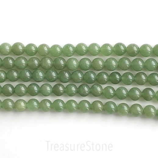 Bead, dyed jade, darker moss green, 8mm round. 15-inch/ 47pcs