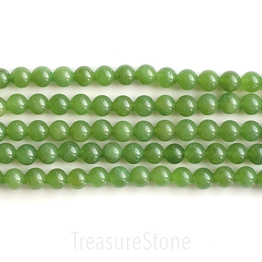 Bead, dyed jade, moss green, 8mm round. 15-inch/ 48pcs
