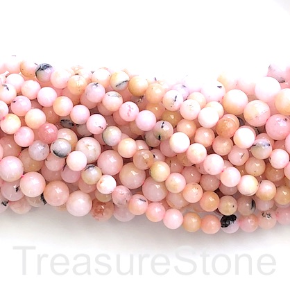 Bead, jade (dyed), pink opal, 6mm, round. 14.5", 59 pcs
