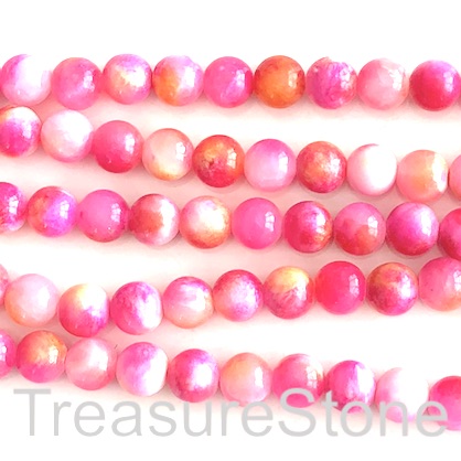 Bead, jade (dyed), pink yellow, 8mm round, 16-inch, 49pcs