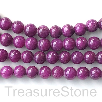 Bead, jade (dyed), plum purple, 8mm, round. 15.5-inch, 50pcs