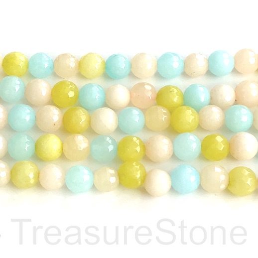 Bead, jade,dyed,spring mix colour,8mm faceted round.15.5", 46pcs