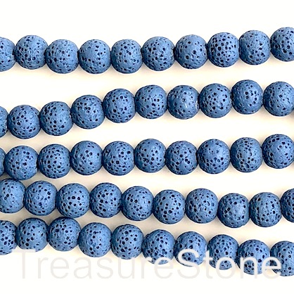 Bead, blue lava (dyed), about 8mm round. 15.5", 50pcs - Click Image to Close