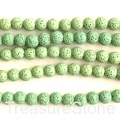 Bead, spring green lava (dyed), about 8mm round. 15.5", 50pcs - Click Image to Close