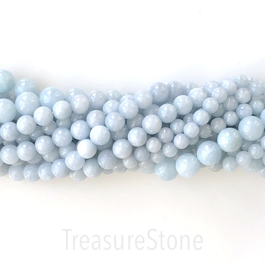 Bead, dyed quartz, light blue, 10mm round. 15.5-inch, 38pcs