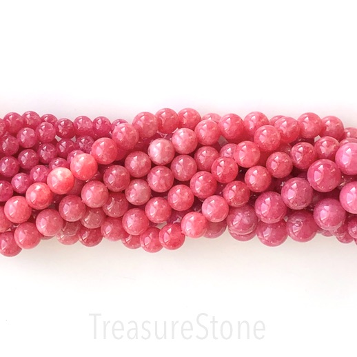 Bead, dyed quartz, rhodochrosite red, 6mm round. 15.5", 61pcs - Click Image to Close