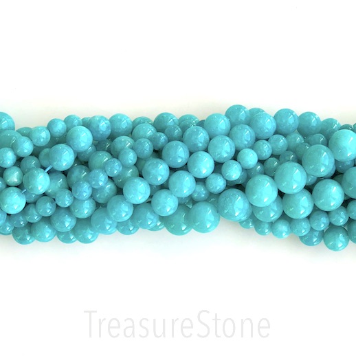 Bead, dyed quartz, rich turquoise, 8mm round. 15.5-inch, 46pcs