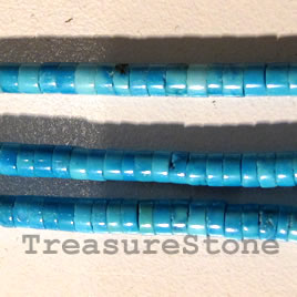 Bead, dyed turquoise, 2x4mm heishi. Sold per 16-inch strand.