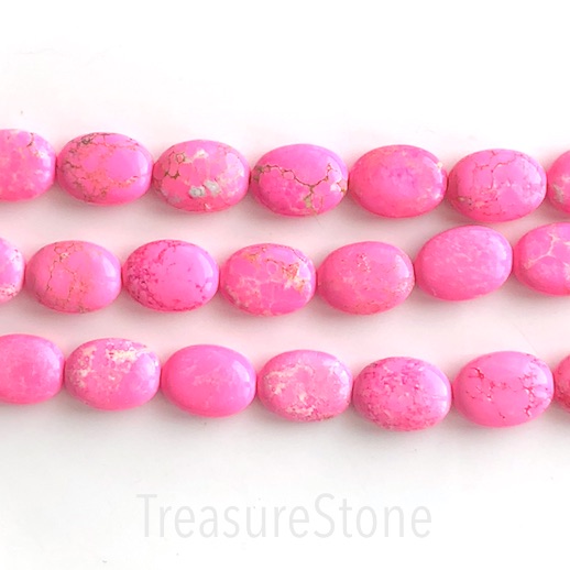 Bead, dyed turquoise, 15x20mm oval, neon pink. 16-inch, 20pcs