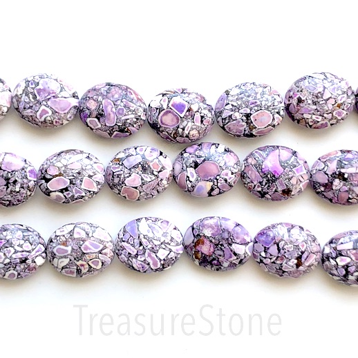 Bead, processed turquoise, purple, 20x26mm oval. 16", 16pcs - Click Image to Close