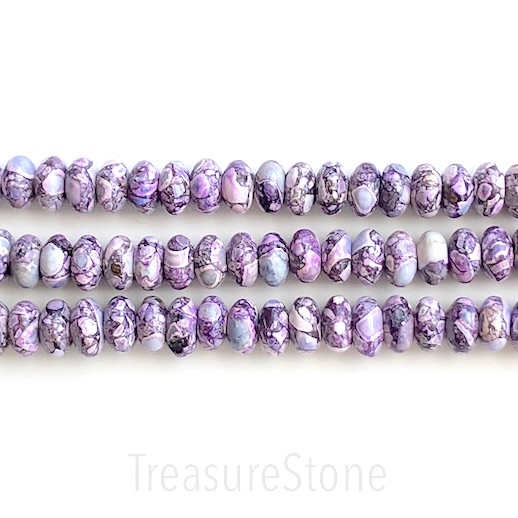 Bead, processed turquoise, purple, 6x11mm rondelle. 15.5", 65pcs - Click Image to Close