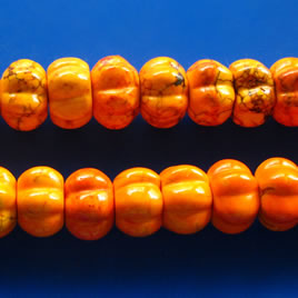 Bead, dyed turquoise, 16x17mm pumpkin. Pkg of 20pcs. - Click Image to Close
