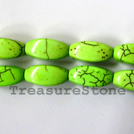 Bead, dyed turquoise, lime green, 10x18mm twist. 16-inch strand