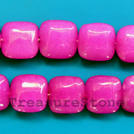 Bead, jade (dyed), fuschia,16mm puffed square. 16-inch. - Click Image to Close