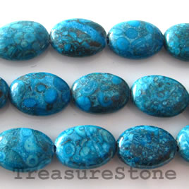 Bead, medical stone, maifanite, blue (dyed), 12x17mm oval.16"