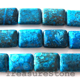 Bead, medical stone,maifanite,blue (dyed),15x20mm rectangle. 16"