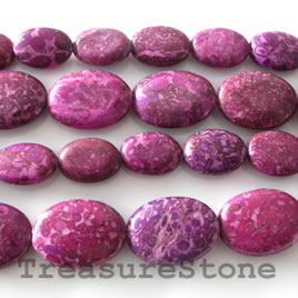 Bead, medical stone, maifanite, purple (dyed), 12x17mm oval. 16"