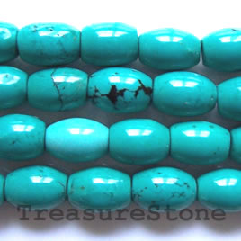 Bead, dyed turquoise, 8x12mm drum. 16-inch strand.