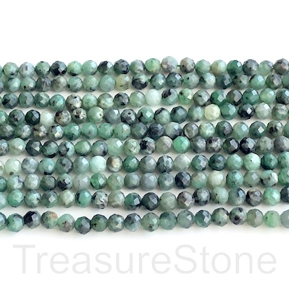 Bead, emerald, 4mm faceted round, grade B-, 15", 99pcs