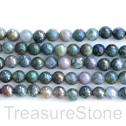 Bead, fancy jasper, 8mm, faceted round, plated. 15-inch, 46pcs