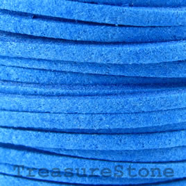 Cord, faux suede lace, blue, 3mm. Pkg of 4 meters.