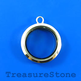 Floating Locket Pendant, silver colored,30mm. Each