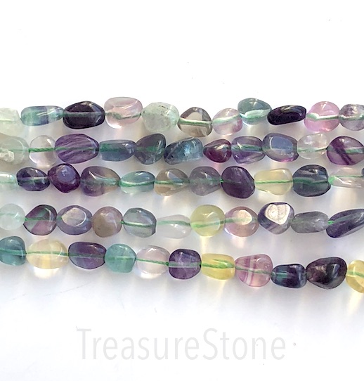 Bead, fluorite, 6x8mm nugget, 15.5-inch strand - Click Image to Close
