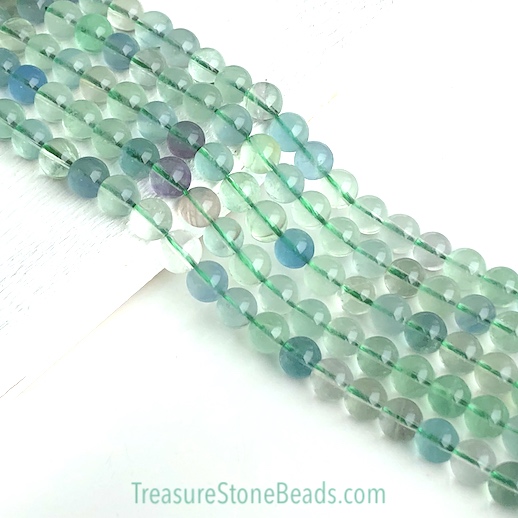 Bead, green Fluorite 2023, 8mm round. 15 inch. 50pcs - Click Image to Close