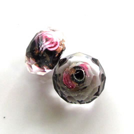 Bead, glass, faceted, 9x13mm rondelle. Pkg of 6. - Click Image to Close